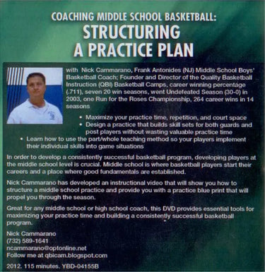 (Rental)-COACHING MIDDLE SCHOOL BASKETBALL: STRUCTURING A PRACTICE PLAN (CAMMARANO) Nick Cammarano